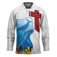 Tonga Swimming with Whales Hockey Jersey Ngatu Pattern LT03 Unisex Multicolor - Polynesian Pride