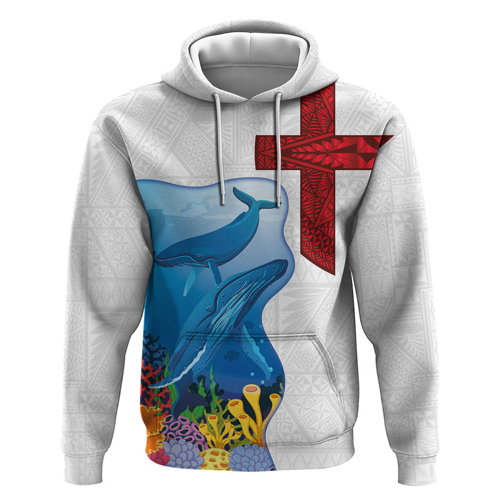 Tonga Swimming with Whales Hoodie Ngatu Pattern LT03 Pullover Hoodie Multicolor - Polynesian Pride