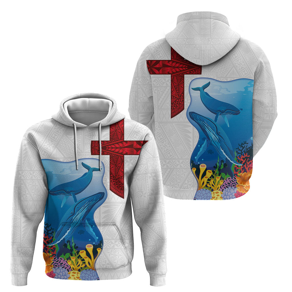 Tonga Swimming with Whales Hoodie Ngatu Pattern LT03 - Polynesian Pride