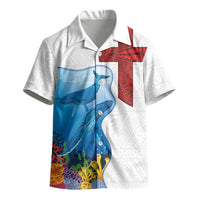 Tonga Swimming with Whales Kid Hawaiian Shirt Ngatu Pattern LT03 - Polynesian Pride