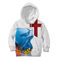 Tonga Swimming with Whales Kid Hoodie Ngatu Pattern LT03 Hoodie Multicolor - Polynesian Pride