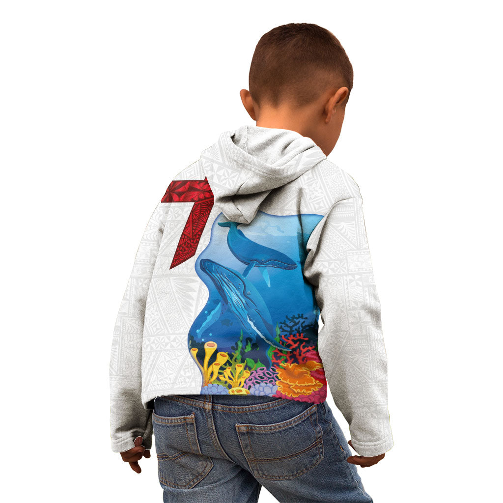 Tonga Swimming with Whales Kid Hoodie Ngatu Pattern LT03 - Polynesian Pride