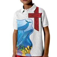 Tonga Swimming with Whales Kid Polo Shirt Ngatu Pattern LT03 Kid Multicolor - Polynesian Pride