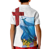 Tonga Swimming with Whales Kid Polo Shirt Ngatu Pattern LT03 - Polynesian Pride