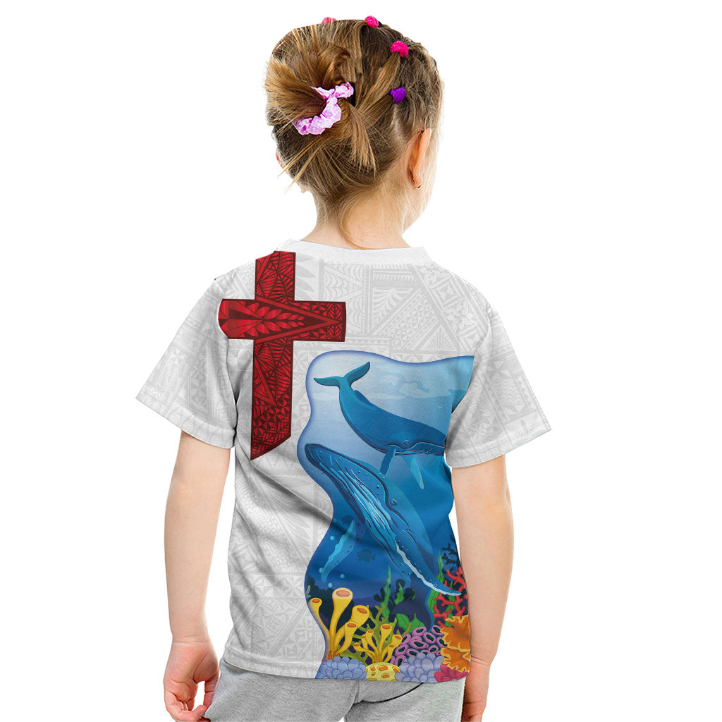 Tonga Swimming with Whales Kid T Shirt Ngatu Pattern LT03 - Polynesian Pride