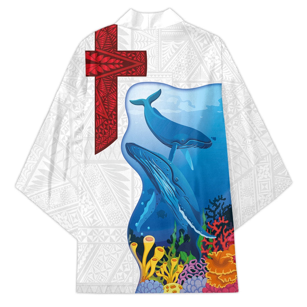 Tonga Swimming with Whales Kimono Ngatu Pattern LT03 - Polynesian Pride