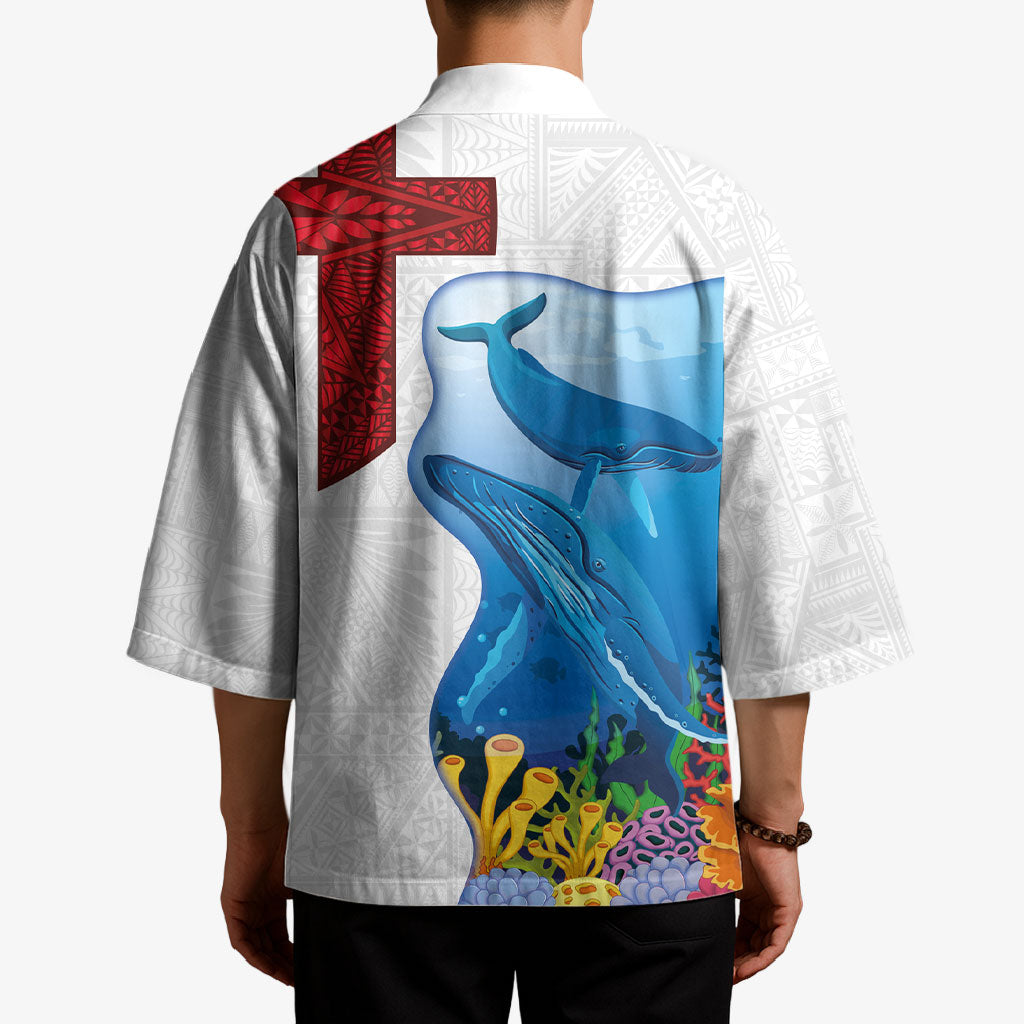 Tonga Swimming with Whales Kimono Ngatu Pattern LT03 - Polynesian Pride