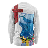 Tonga Swimming with Whales Long Sleeve Shirt Ngatu Pattern LT03 - Polynesian Pride