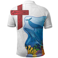 Tonga Swimming with Whales Polo Shirt Ngatu Pattern LT03 - Polynesian Pride