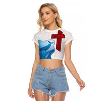 Tonga Swimming with Whales Raglan Cropped T Shirt Ngatu Pattern LT03 Female Multicolor - Polynesian Pride