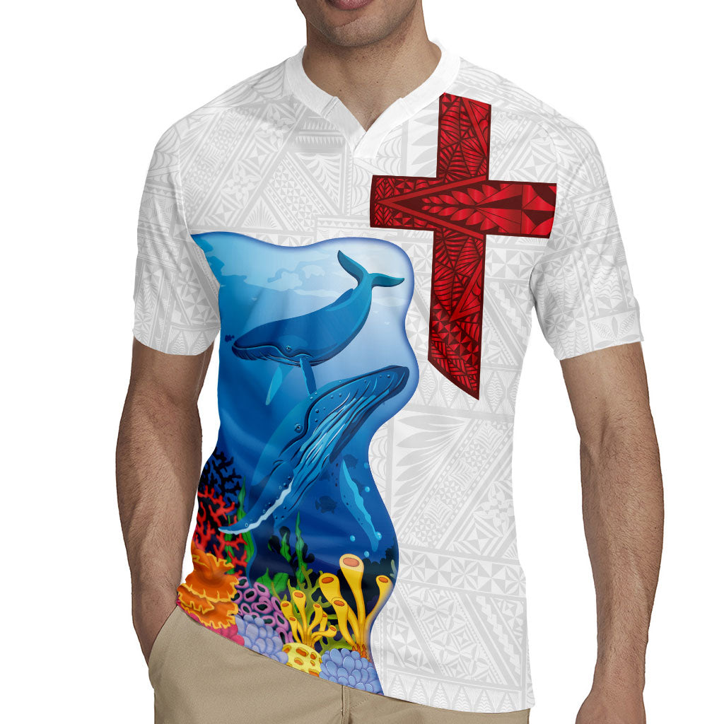Tonga Swimming with Whales Rugby Jersey Ngatu Pattern LT03 - Polynesian Pride