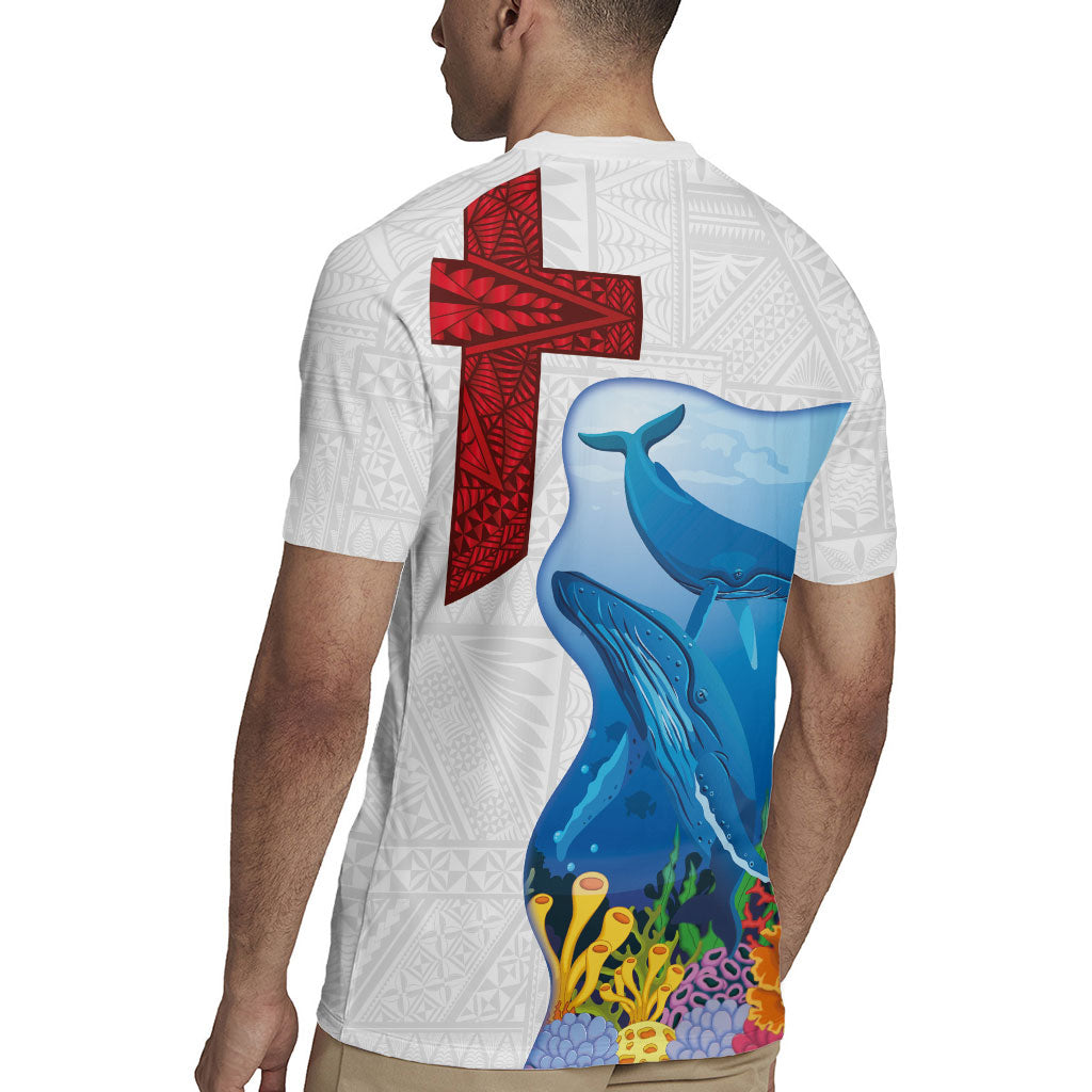 Tonga Swimming with Whales Rugby Jersey Ngatu Pattern LT03 - Polynesian Pride