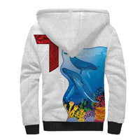 Tonga Swimming with Whales Sherpa Hoodie Ngatu Pattern LT03 - Polynesian Pride