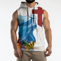 Tonga Swimming with Whales Sleeveless Hoodie Ngatu Pattern LT03 - Polynesian Pride