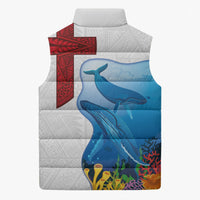 Tonga Swimming with Whales Sleeveless Puffer Jacket Ngatu Pattern LT03 - Polynesian Pride
