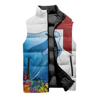 Tonga Swimming with Whales Sleeveless Puffer Jacket Ngatu Pattern LT03 - Polynesian Pride