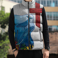 Tonga Swimming with Whales Sleeveless Puffer Jacket Ngatu Pattern LT03 - Polynesian Pride