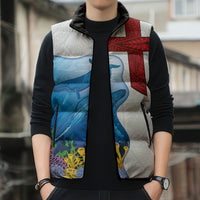 Tonga Swimming with Whales Sleeveless Puffer Jacket Ngatu Pattern LT03 - Polynesian Pride