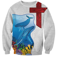 Tonga Swimming with Whales Sweatshirt Ngatu Pattern LT03 Unisex Multicolor - Polynesian Pride