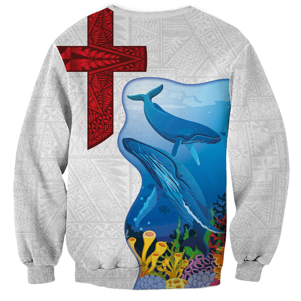 Tonga Swimming with Whales Sweatshirt Ngatu Pattern LT03 - Polynesian Pride