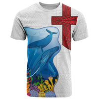 Tonga Swimming with Whales T Shirt Ngatu Pattern LT03 Multicolor - Polynesian Pride