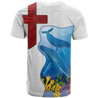 Tonga Swimming with Whales T Shirt Ngatu Pattern LT03 - Polynesian Pride