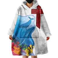 Tonga Swimming with Whales Wearable Blanket Hoodie Ngatu Pattern LT03 - Polynesian Pride