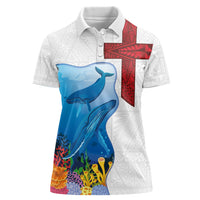 Tonga Swimming with Whales Women Polo Shirt Ngatu Pattern LT03 Female Multicolor - Polynesian Pride