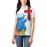 Tonga Swimming with Whales Women Polo Shirt Ngatu Pattern LT03 - Polynesian Pride