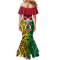 Vanuatu Family Matching Mermaid Dress and Hawaiian Shirt Pig Tusk Mix Maori Pattern and Namele Leaf LT03 - Polynesian Pride