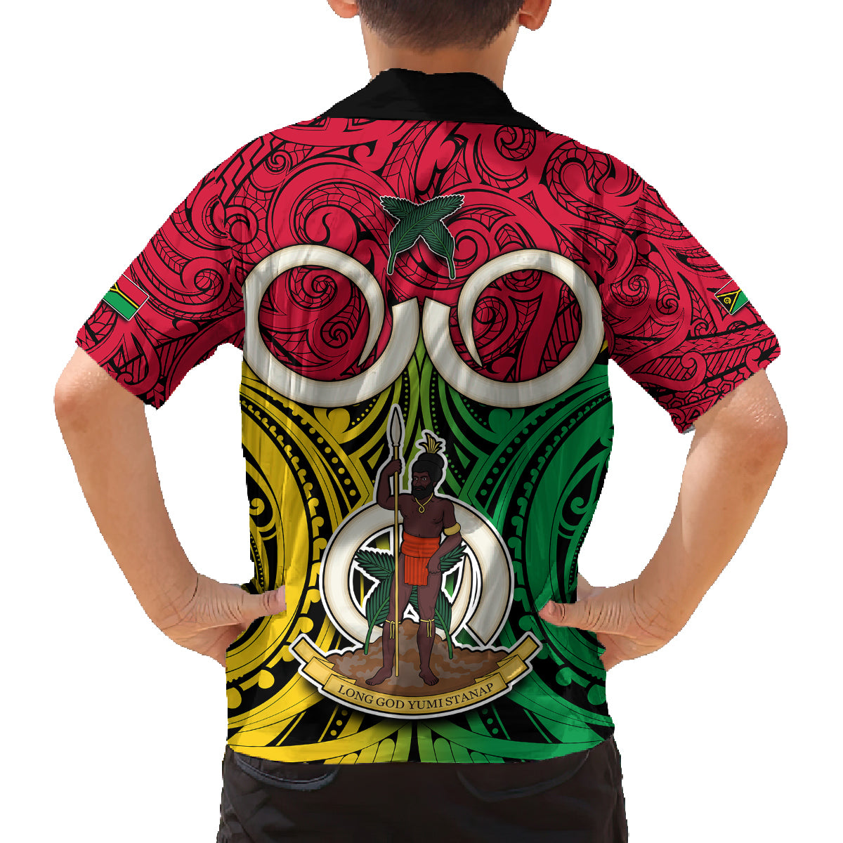 Vanuatu Family Matching Off Shoulder Maxi Dress and Hawaiian Shirt Pig Tusk Mix Maori Pattern and Namele Leaf LT03 - Polynesian Pride