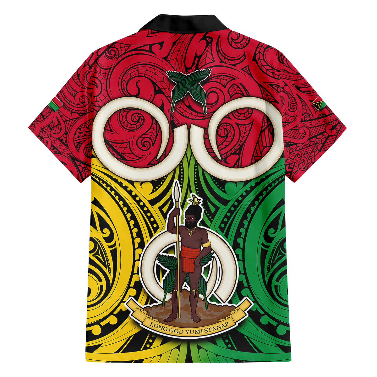 Vanuatu Family Matching Off Shoulder Maxi Dress and Hawaiian Shirt Pig Tusk Mix Maori Pattern and Namele Leaf LT03 - Polynesian Pride