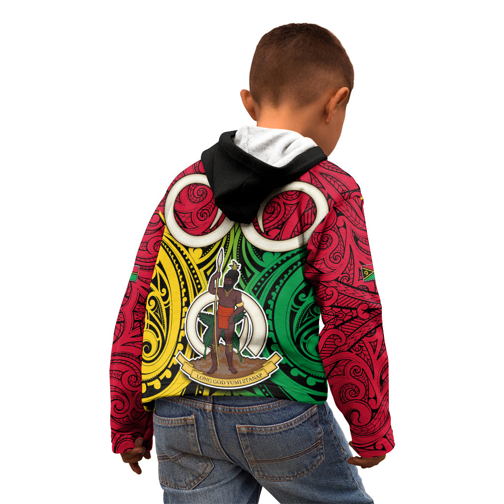 Vanuatu Kid Hoodie Pig Tusk Mix Maori Pattern and Namele Leaf LT03 - Polynesian Pride