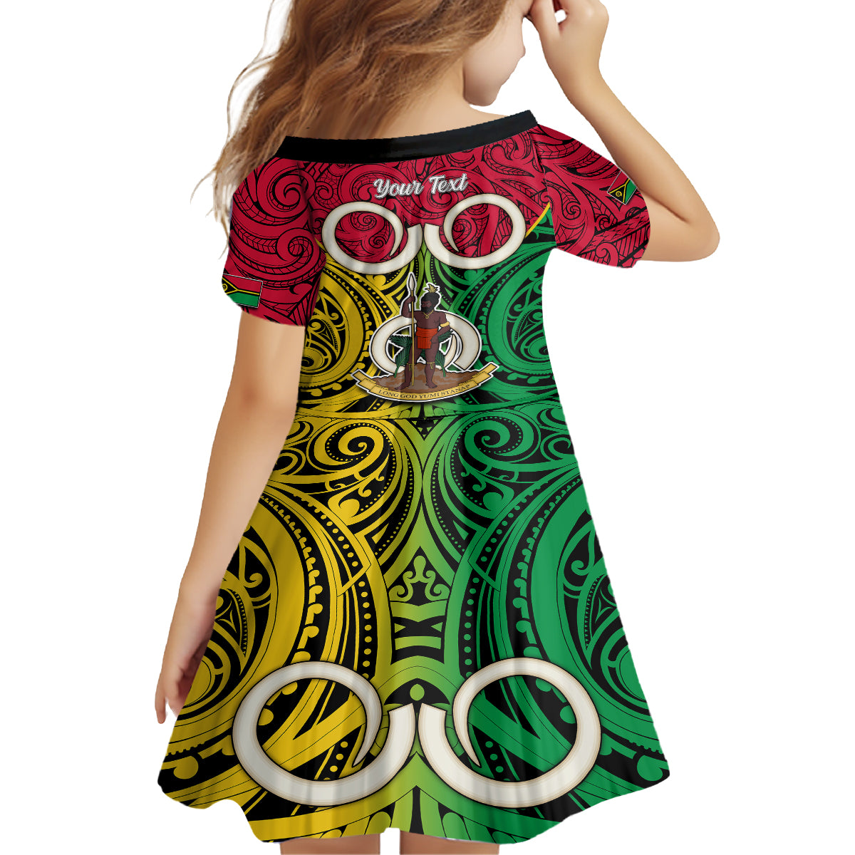 Personalised Vanuatu Family Matching Long Sleeve Bodycon Dress and Hawaiian Shirt Pig Tusk Mix Maori Pattern and Namele Leaf LT03 - Polynesian Pride