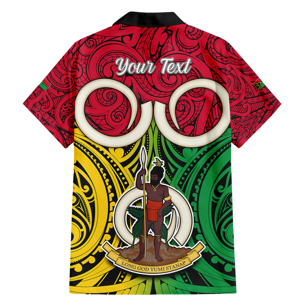 Personalised Vanuatu Family Matching Off Shoulder Short Dress and Hawaiian Shirt Pig Tusk Mix Maori Pattern and Namele Leaf LT03 - Polynesian Pride