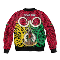 Personalised Vanuatu Sleeve Zip Bomber Jacket Pig Tusk Mix Maori Pattern and Namele Leaf LT03 - Polynesian Pride