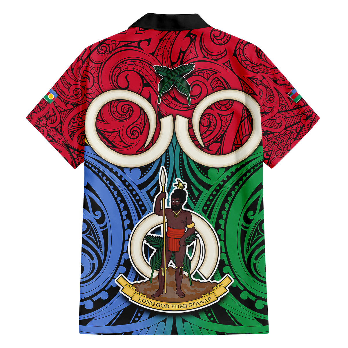 Vanuatu Shefa Province Family Matching Off Shoulder Long Sleeve Dress and Hawaiian Shirt Pig Tusk Mix Maori Pattern and Namele Leaf LT03 - Polynesian Pride