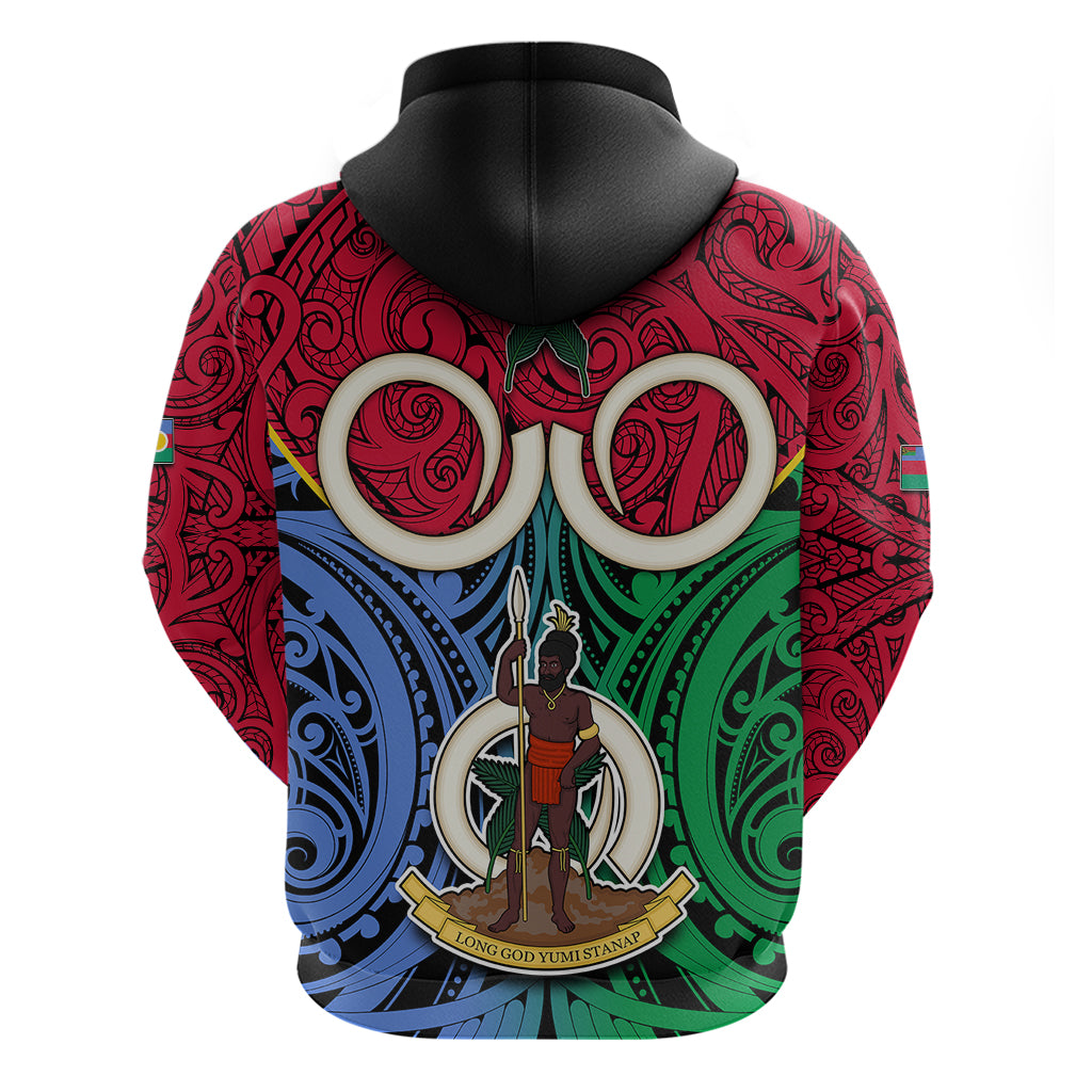 Vanuatu Shefa Province Hoodie Pig Tusk Mix Maori Pattern and Namele Leaf LT03 - Polynesian Pride