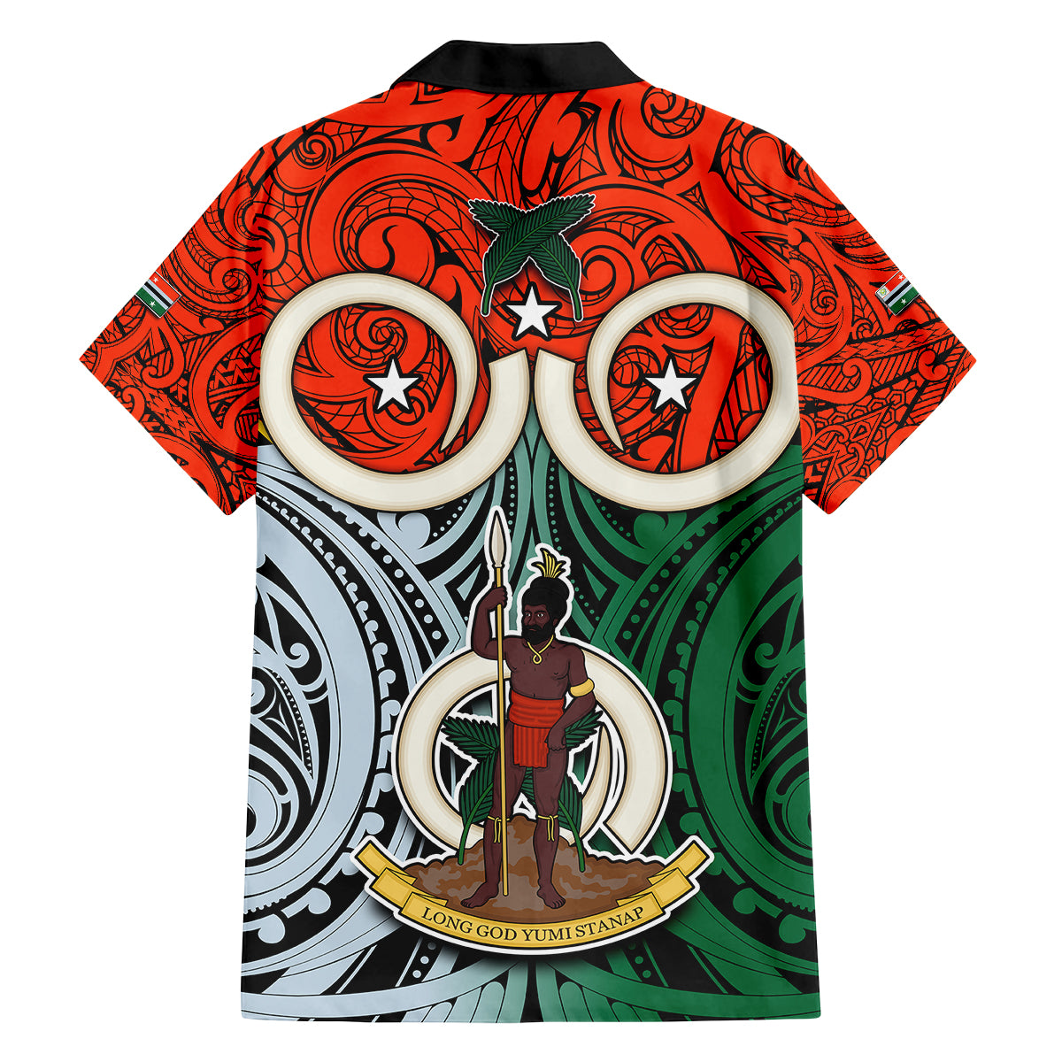 Vanuatu Penama Province Family Matching Off Shoulder Maxi Dress and Hawaiian Shirt Pig Tusk Mix Maori Pattern and Namele Leaf LT03 - Polynesian Pride