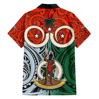 Vanuatu Penama Province Family Matching Off Shoulder Short Dress and Hawaiian Shirt Pig Tusk Mix Maori Pattern and Namele Leaf LT03 - Polynesian Pride