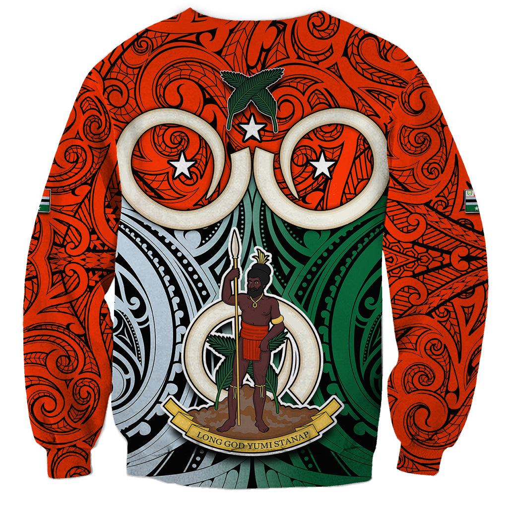 Vanuatu Penama Province Sweatshirt Pig Tusk Mix Maori Pattern and Namele Leaf LT03 - Polynesian Pride