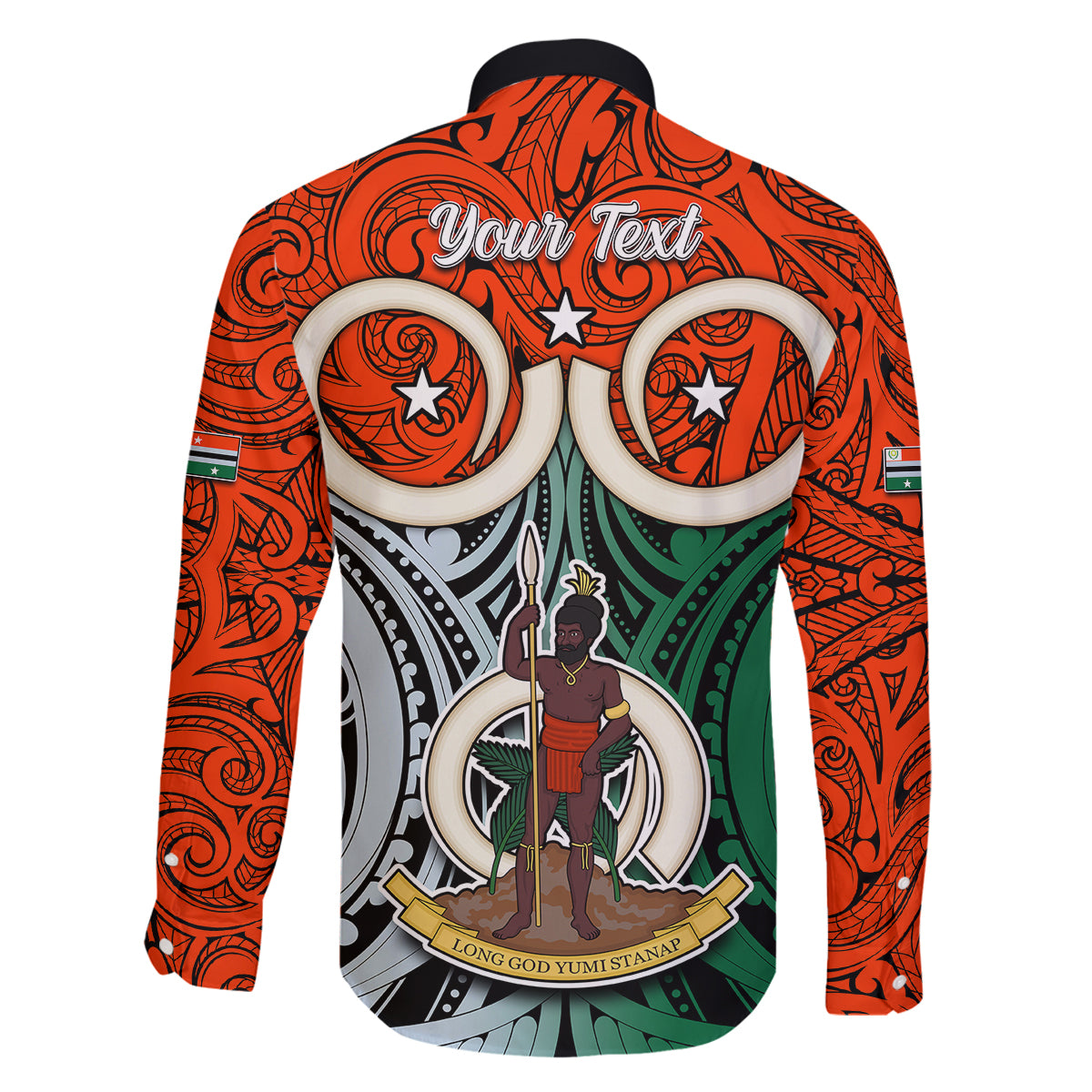 Personalised Vanuatu Penama Province Family Matching Off Shoulder Long Sleeve Dress and Hawaiian Shirt Pig Tusk Mix Maori Pattern and Namele Leaf LT03 - Polynesian Pride
