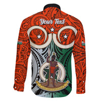 Personalised Vanuatu Penama Province Family Matching Off Shoulder Maxi Dress and Hawaiian Shirt Pig Tusk Mix Maori Pattern and Namele Leaf LT03 - Polynesian Pride