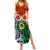 Personalised Vanuatu Penama Province Family Matching Summer Maxi Dress and Hawaiian Shirt Pig Tusk Mix Maori Pattern and Namele Leaf LT03 Mom's Dress Orange - Polynesian Pride