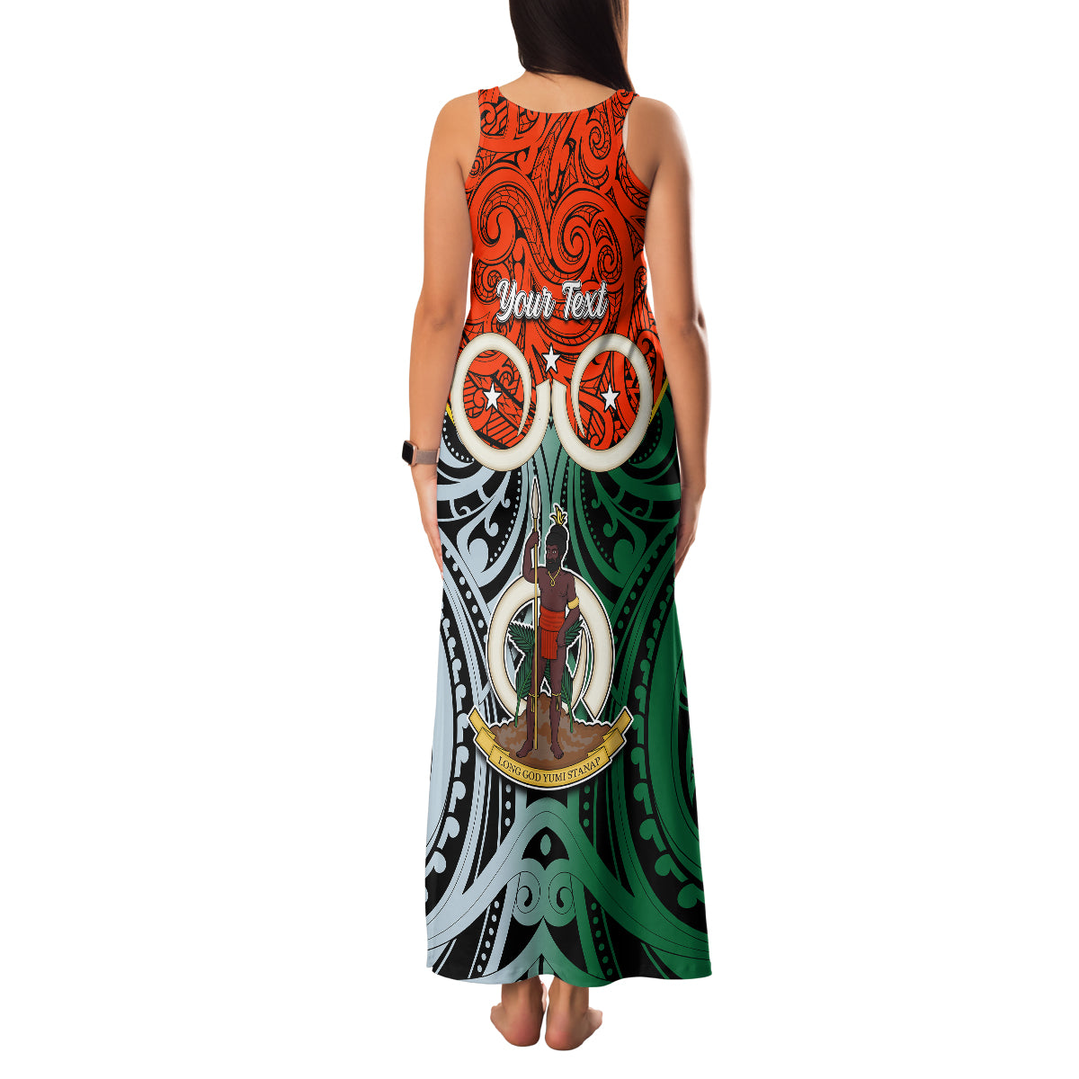 Personalised Vanuatu Penama Province Family Matching Tank Maxi Dress and Hawaiian Shirt Pig Tusk Mix Maori Pattern and Namele Leaf LT03 - Polynesian Pride