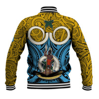 Vanuatu Sanma Province Baseball Jacket Pig Tusk Mix Maori Pattern and Namele Leaf LT03 - Polynesian Pride