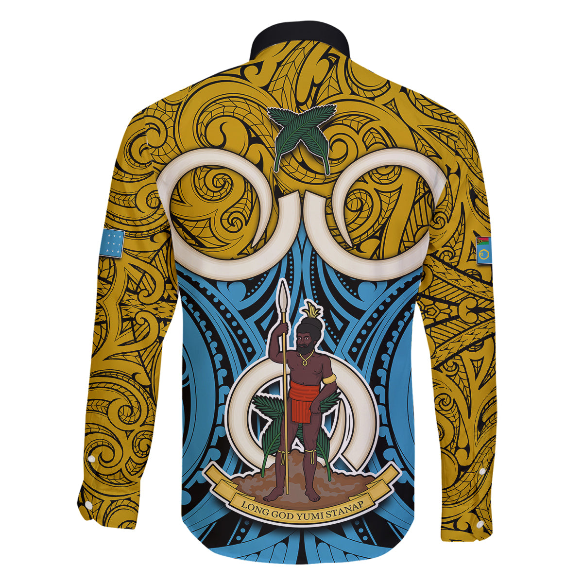 Vanuatu Sanma Province Family Matching Off Shoulder Maxi Dress and Hawaiian Shirt Pig Tusk Mix Maori Pattern and Namele Leaf LT03 - Polynesian Pride