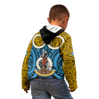 Vanuatu Sanma Province Kid Hoodie Pig Tusk Mix Maori Pattern and Namele Leaf LT03 - Polynesian Pride