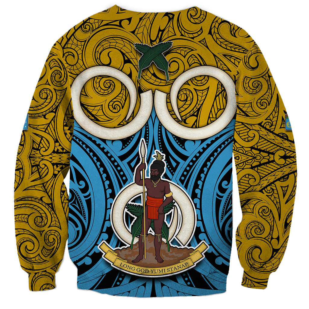 Vanuatu Sanma Province Sweatshirt Pig Tusk Mix Maori Pattern and Namele Leaf LT03 - Polynesian Pride
