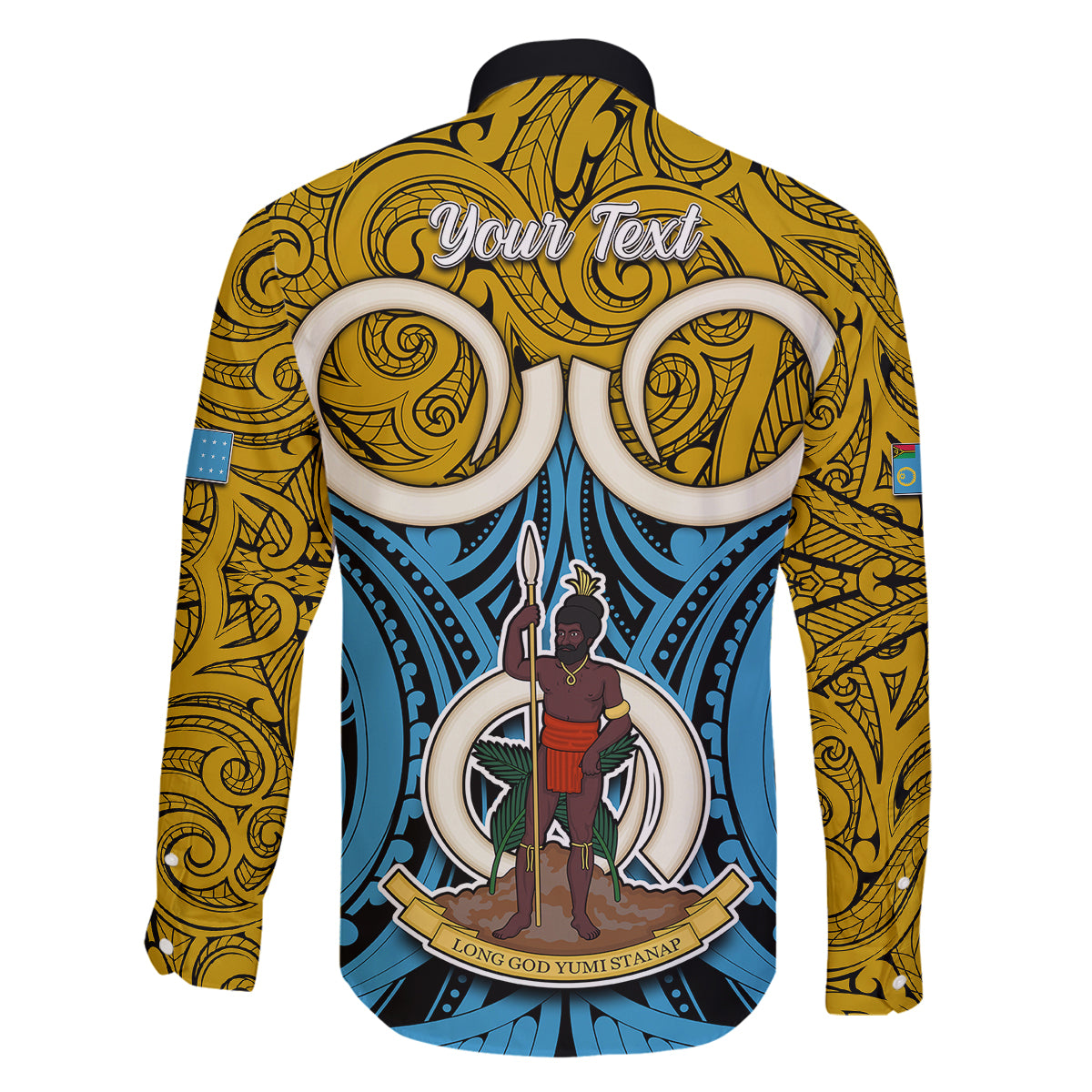 Personalised Vanuatu Sanma Province Family Matching Off Shoulder Long Sleeve Dress and Hawaiian Shirt Pig Tusk Mix Maori Pattern and Namele Leaf LT03 - Polynesian Pride